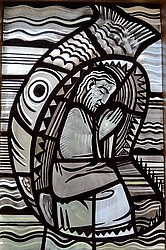 Fensterbild von Jona und dem Wal